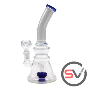 BENT NECK COLOR WHEEL WATER PIPE BLUE 8inch